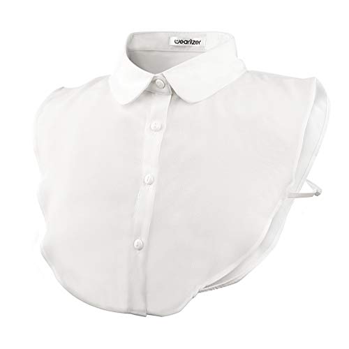 Wearlizer Frauen Kragen Abnehmbare Hälfte Shirt Fake Bluse Herren Damen (Chiffon Runde) Weiß von Wearlizer