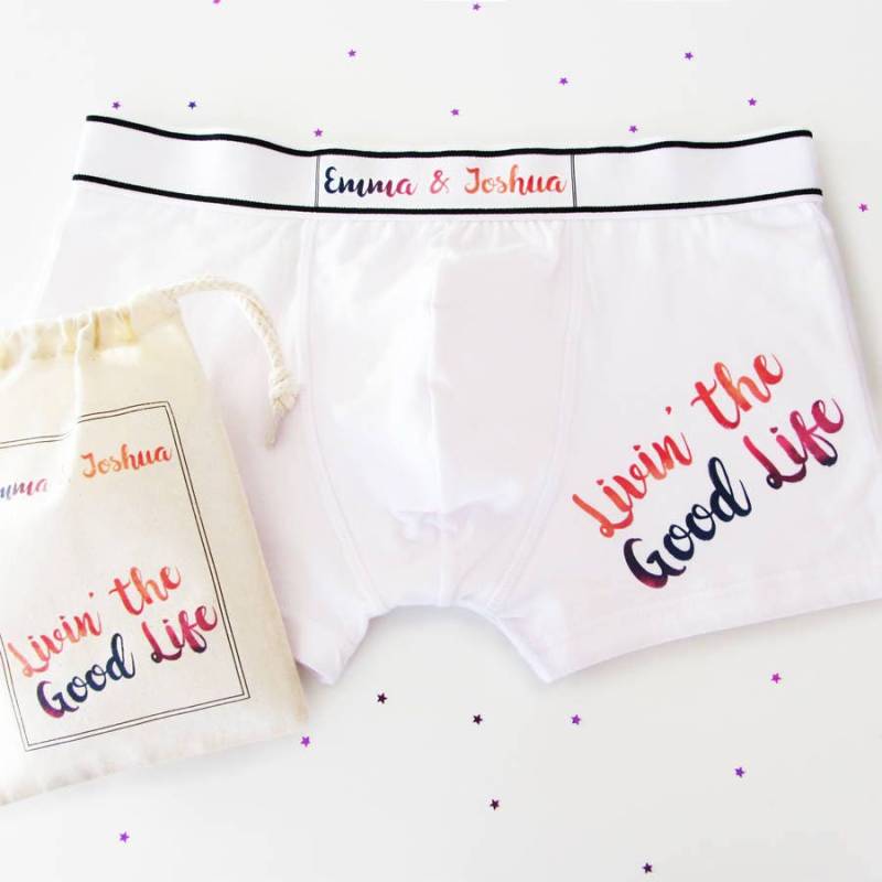 Livin " The Good Life "Personalisierte Herren Hosen, Boxer Shorts von WeaselandStoatLtd