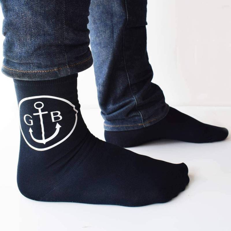 Personalisierte Mens Monogramm Anker Socken von WeaselandStoatLtd