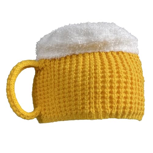 Weatail Bierhut Mit Henkel Lustige 3D Bierkrug Hut Plüsch Mütze Strickmütze Warme Wintermütze Für Männer Und Frauen Für Den Täglichen Gebrauch, Cosplay25x14x3 cm von Weatail