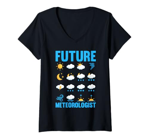 Damen Future Meteorologe Wetter Icons Design T-Shirt mit V-Ausschnitt Damen Future Meteorologe Wetter Icons Design T-Shirt mit V-Ausschnitt von Weather Enthusiast Designs