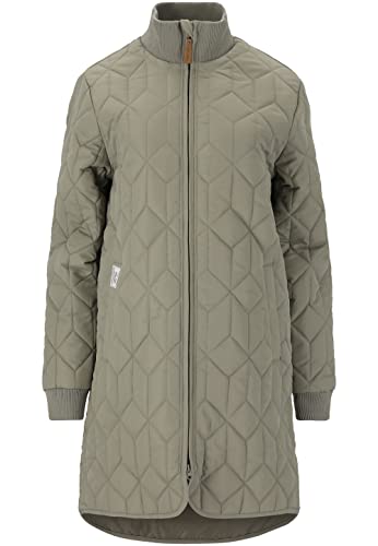 WEATHER REPORT Damen Steppjacke Nokka W Long Quilted Jacket I atmungsaktiver Steppmantel I lange Jacke mit hohen Kragen 3051 Vetiver 36 von WEATHER REPORT