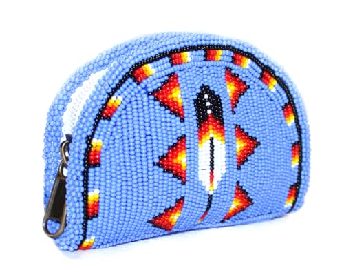 Weavish Handgefertigte Münzbörse mit Perlen für Damen, inspiriert vom Indianer-Stil, Münzbeutel mit Perlen, Münzbörse mit Perlen, Lite & Blue, Perlendekorativ Weavish Handgefertigte Münzbörse mit Perlen für Damen, inspiriert vom Indianer-Stil, Münzbeutel mit Perlen, Münzbörse mit Perlen, Lite & Blue, Perlendekorativ von Weavish