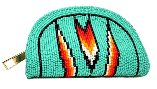 Weavish Handgefertigte Münzbörse mit Perlen für Damen, inspiriert vom Indianer-Stil, Münzbeutel mit Perlen, Münzbörse mit Perlen, Türkis/Ausflug, einfarbig (Getaway Solids), Perlendekorativ von Weavish