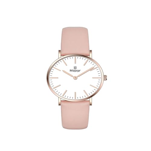 Weayege Damen Analog Quarz Armbanduhr Mit Lederarmband Und Edelstahlarmband - Luxus Uhren Wasserdicht Mesh Ultradünne von Weayege