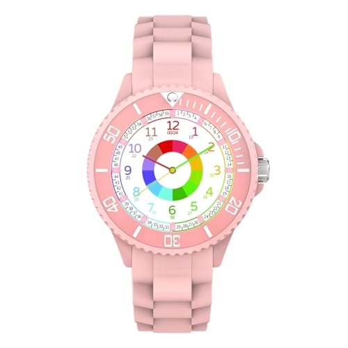 Weayege Kinderuhr Mädchen,Lern Armbanduhr für Kinder,Kinderuhr für Mädchen,3ATM wasserdichte Analog Quarzuhr,Erlernen der Uhrzeit von Weayege