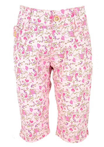 WebWeber Blumen Jeans Mädchen Kinder Capri Shorts Bermuda Kurze 3/4 Hose Pump Sommer (Rosa, 104) von WebWeber