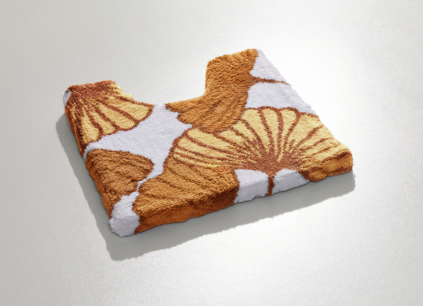 Badgarnitur mit Ginkgoblätter-Motiv, Größe 108 (Stand-WC-Vorleger, 50/ 50 cm), Terra von Webana