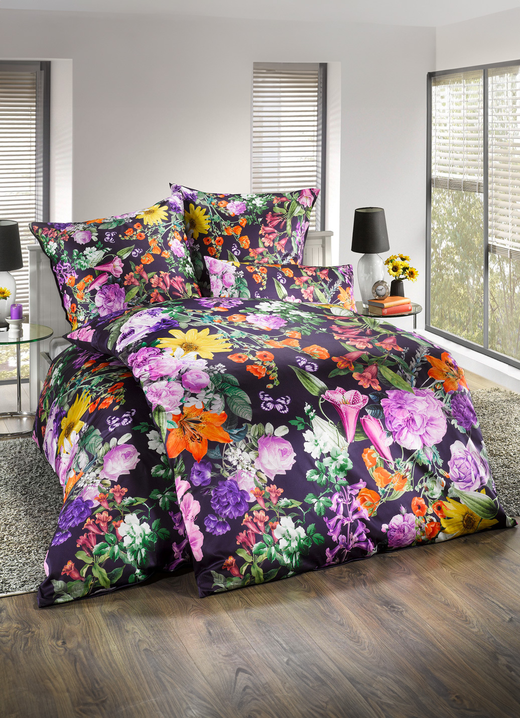 Bettwäsche-Garnitur in Mako-Satin-Qualität, Größe 115 (80x80 cm + 155x220 cm), Multicolor von Webana