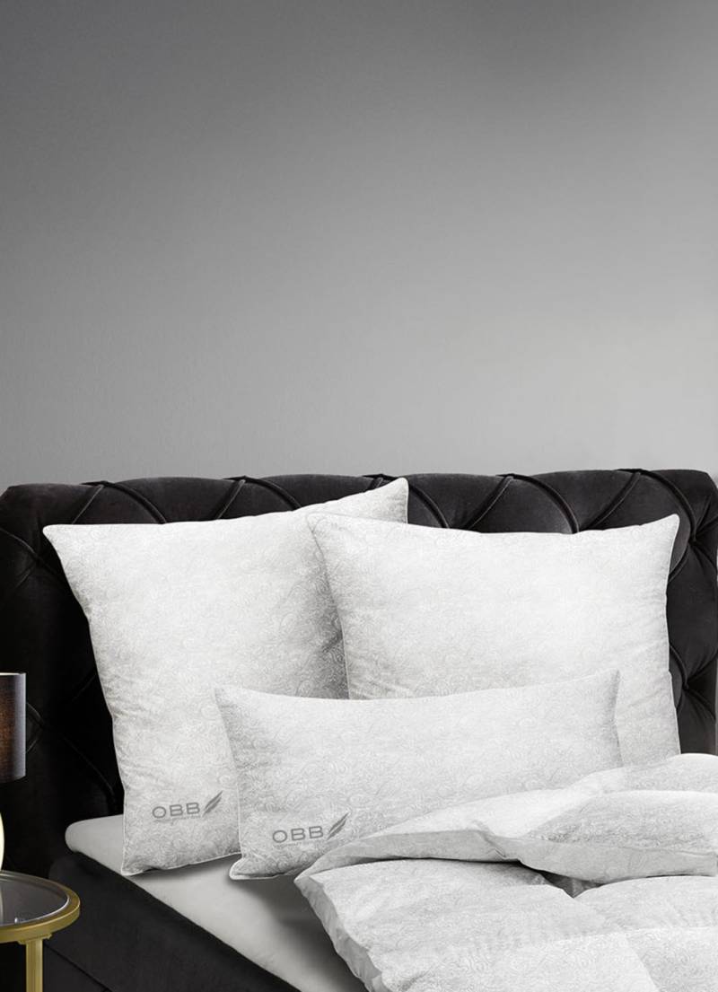 Erstklassiges Daunen-Kissen in Jacquard-Paisley-Optik, 3-Kammer-Kissen, Größe 120 (Kissen, 80/80 cm), Weiss von OBB