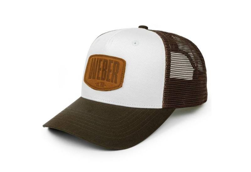 Weber GmbH Trucker Cap Weber #Werkeholics Mesh Baseball Cap braun/weiß (1-St) basecap, mit Logo-Badge von Weber GmbH