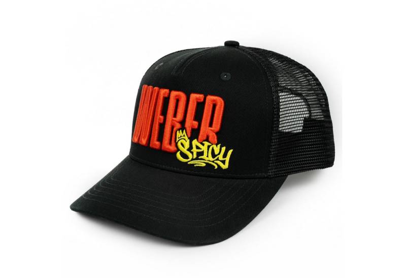 Weber GmbH Trucker Cap Weber #Werkeholics x Max Spies Mesh Baseball Cap schwarz (1-St) basecap, mit 3D-Logostickerei, Schriftzug Spicy von Weber GmbH