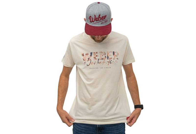 Weber GmbH Print-Shirt Weber #Werkeholics Pattern T-Shirt beige L (1-tlg) Aufdruck, strapazierfähig, weiches Material, Baumwolle von Weber GmbH