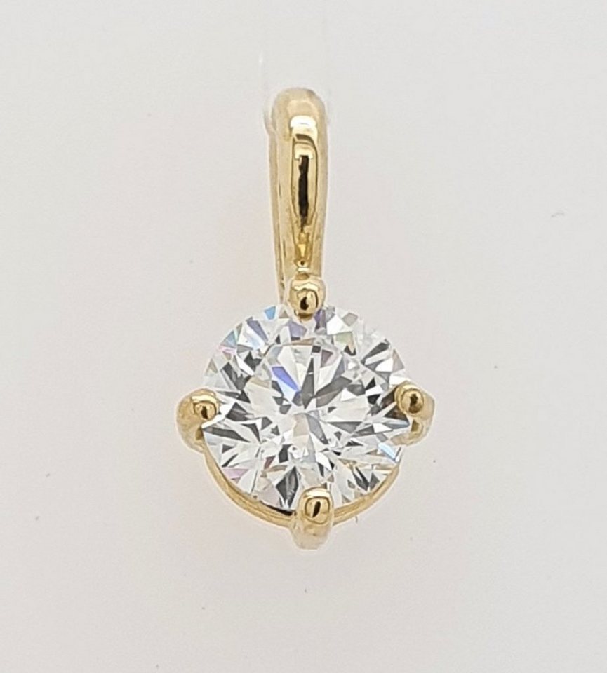 Webgoldschmied Kettenanhänger Diamant Anhänger 750/- Gold 18 Karat Gold mit Brillant 0,52 F/IF, handgefertigt von Webgoldschmied