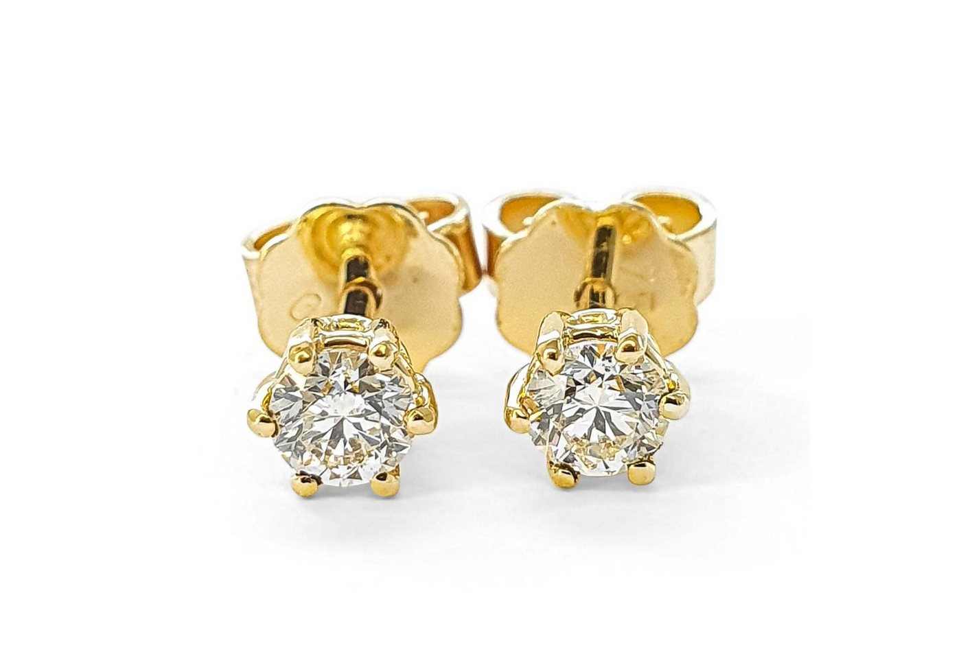 Webgoldschmied Paar Ohrstecker Diamant Ohrstecker 750 Gold mit 2 Diamanten Brillanten 0,40 F/IF von Webgoldschmied