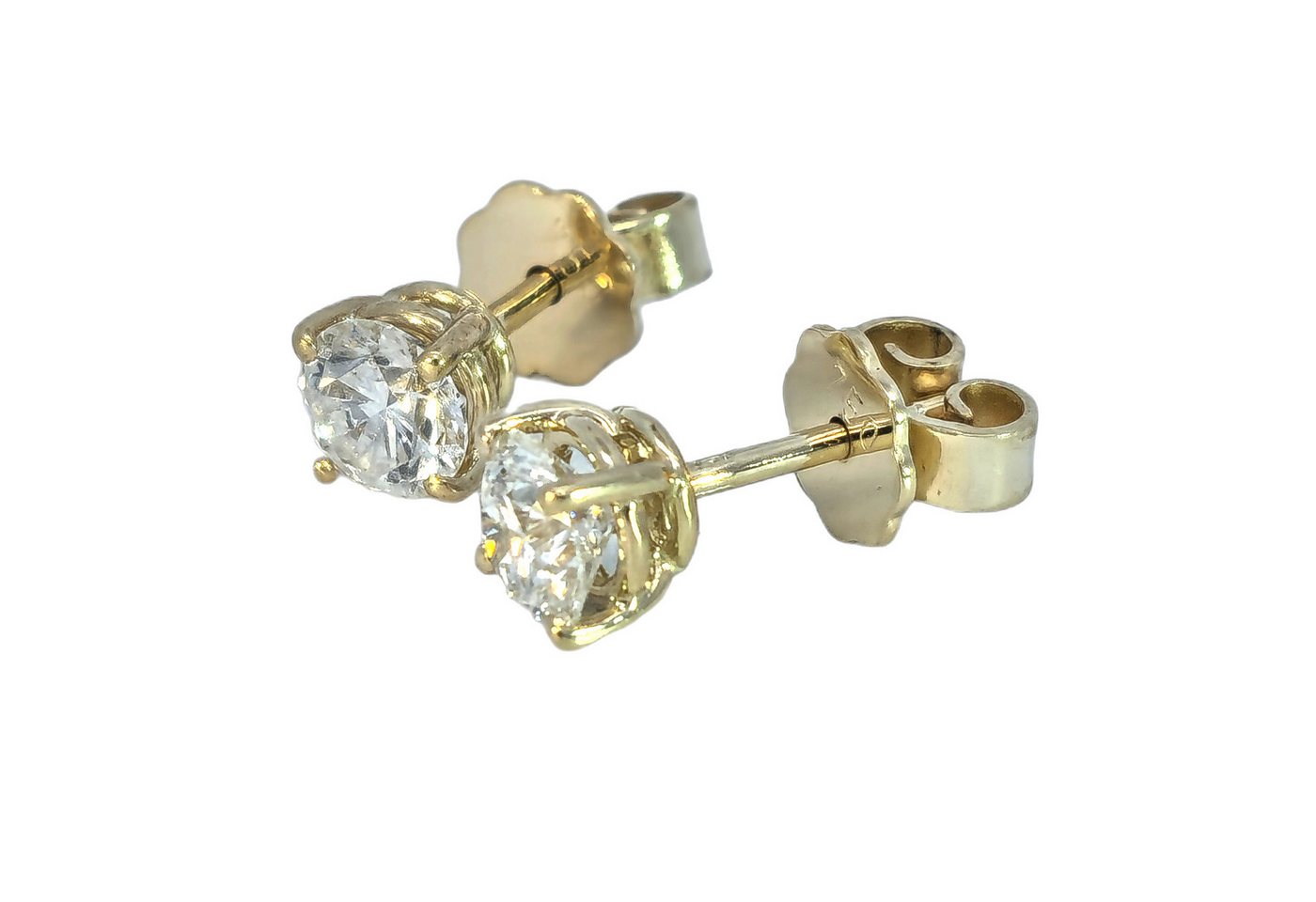 Webgoldschmied Paar Ohrstecker Ohrstecker 750 Gold mit 2 Diamanten Lupenrein (IF) feines weiß (F), Originalbilder, nicht im Photoshop bearbeitet von Webgoldschmied