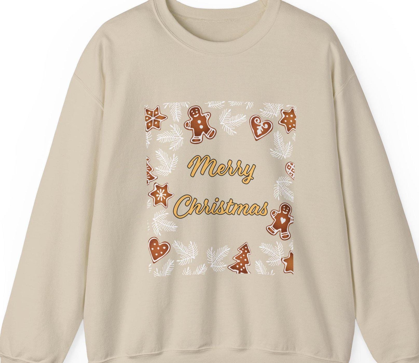 Merry Christmas Sweatshirt, Gingerbread Man Shirt, Xmas, Cute Shirt For Women, Funny Crewneck Sweatshirt, Gift von WebserviceArt