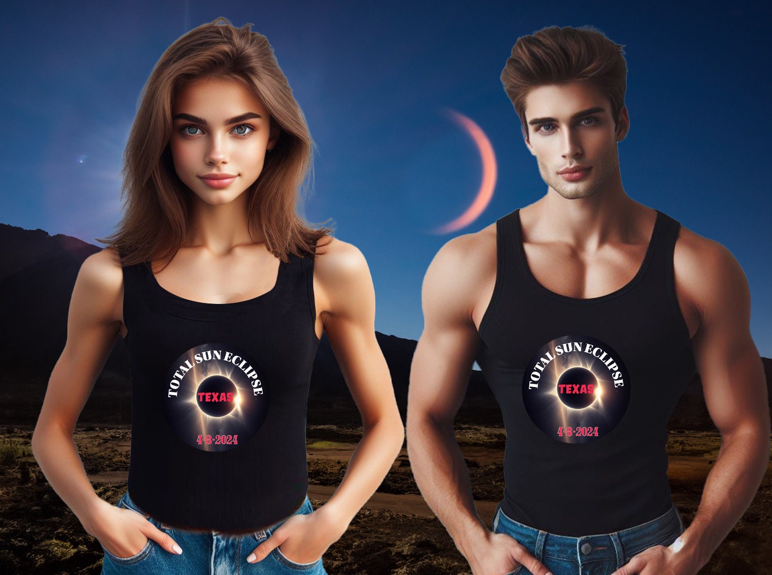 Total Solar Eclipse Texas Tank Top, Top, 2024 Shirt Gift Totality Tanktop, Party Tank Top Eclipse von WebserviceArt