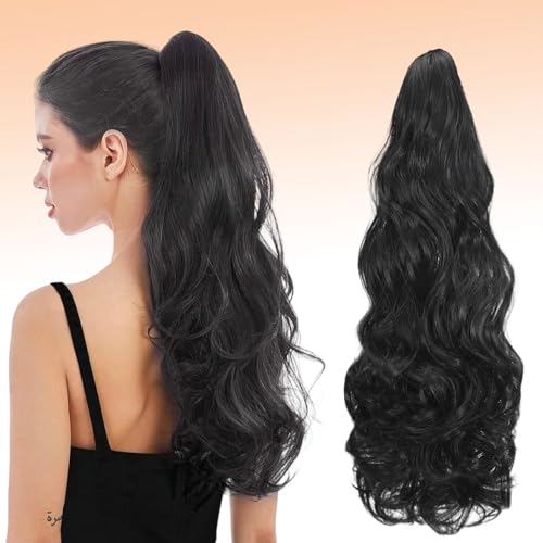 Webshaiy Ponytail Extension Pferdeschwanz Haarteil, Lange Wellig Pferdeschwanz Zopf Extension Synthetik Haarverlängerung Claw Clip in Haarteil Ponytail für Damen 55cm Natürliches Schwarz Webshaiy Ponytail Extension Pferdeschwanz Haarteil, Lange Wellig Pferdeschwanz Zopf Extension Synthetik Haarverlängerung Claw Clip in Haarteil Ponytail für Damen 55cm Natürliches Schwarz von Webshaiy