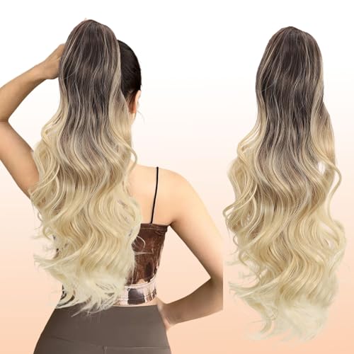 Webshaiy Ponytail Extension Pferdeschwanz Haarteil, Lange Wellig Pferdeschwanz Zopf Extension Synthetik Haarverlängerung Claw Clip in Haarteil Ponytail für Damen 55cm Ombre Braun Honigblond Webshaiy Ponytail Extension Pferdeschwanz Haarteil, Lange Wellig Pferdeschwanz Zopf Extension Synthetik Haarverlängerung Claw Clip in Haarteil Ponytail für Damen 55cm Ombre Braun Honigblond von Webshaiy