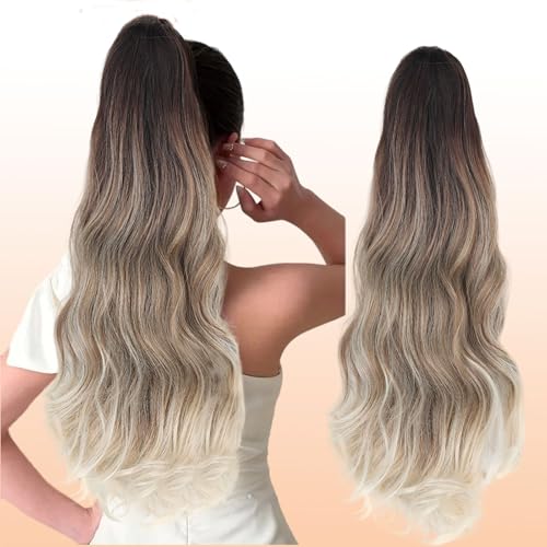 Webshaiy Ponytail Extension Pferdeschwanz Haarteil, Lange Wellig Pferdeschwanz Zopf Extension Synthetik Haarverlängerung Claw Clip in Haarteil Ponytail für Damen 55cm Ombre Braun Weiß Blond Webshaiy Ponytail Extension Pferdeschwanz Haarteil, Lange Wellig Pferdeschwanz Zopf Extension Synthetik Haarverlängerung Claw Clip in Haarteil Ponytail für Damen 55cm Ombre Braun Weiß Blond von Webshaiy
