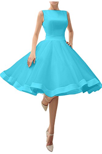 Wecharm Damen Festlich Neu Blau Traeger Tuell Cocktailkleider KnieKurz Abiballkleid Abendkleider-50-Blau von Wecharm