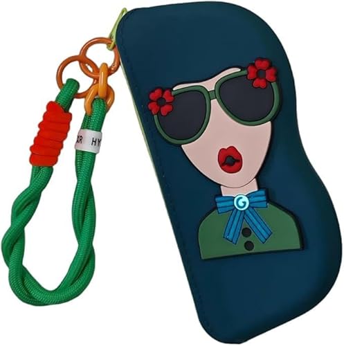 Brillenetui Aus Silikon, Schmale Aufbewahrungstasche Für Sonnenbrillen, Leicht, Tragbar, Weich, Für Unterwegs, Mit Reinigungstuch Aus Wildlederfaser Und Handseil Für Damen,Dunkelgrün von Wechoice