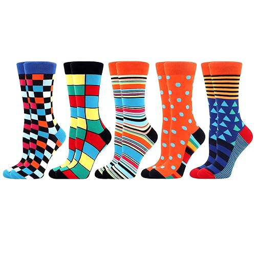 WeciBor Damen Lustige Bunte Socken(39-42,5 Paare - Bunten Geometrie Serie) von WeciBor