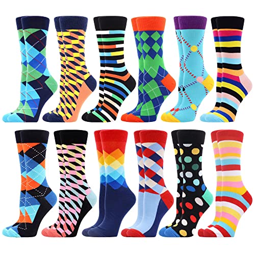 WeciBor Damen Lustige Bunte Socken(Größe 35-38, 12 Paar Geometrie 1) von WeciBor