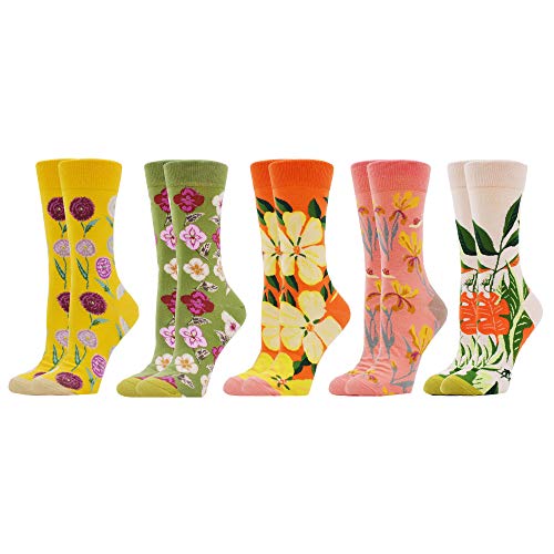 WeciBor Damen Lustige Bunte Socken(Größe 39-42,5 Paar Blume) von WeciBor