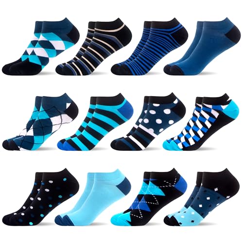 WeciBor Herren Bunt Lustige Baumwolle Sneaker Kurze Socken 12 Paar, Größe 43-46 von WeciBor