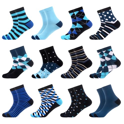 WeciBor Herren Bunt Lustige Quarter Socken aus Baumwolle 12 Paar, Größe 43-46 von WeciBor