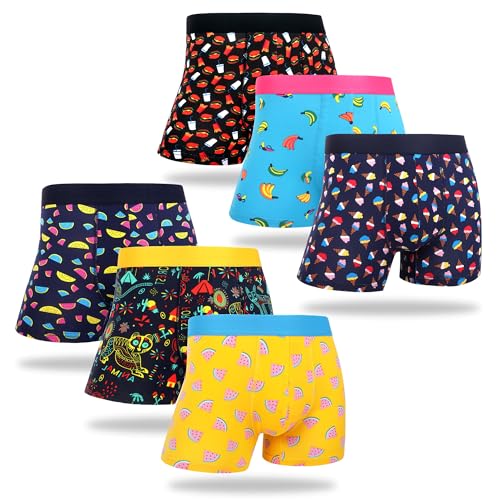 WeciBor Herren Bunte Boxershorts Baumwolle mit Lustigem Muster 6er Pack, Größe M von WeciBor