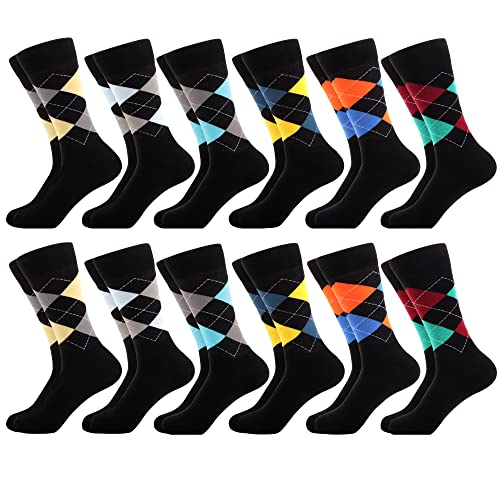 WeciBor Herren Gekämmte Baumwolle ohne Naht Komfort Atmungsaktive Klassiker Argyle Business Socken - Größe 47-50 von WeciBor