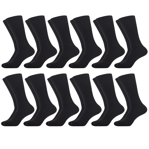 WeciBor Herren Gekämmte Baumwolle ohne Naht Komfort Atmungsaktive Schwarz Business Socken 12 Paar - Größe 39-42 von WeciBor