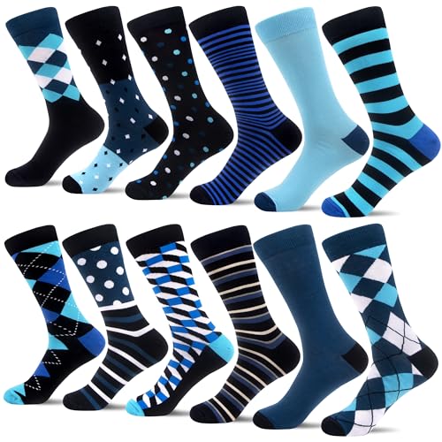 WeciBor Herren bunt lustig Kleid gemusterte Baumwoll socken 12 Paar, Größe 43-46 von WeciBor