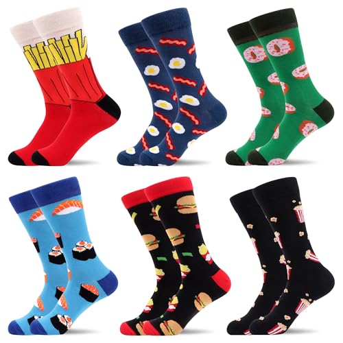 WeciBor Herren lustige Bunte Coole mit Food Motiv Socken 6 Paar, Größe 43-46 von WeciBor