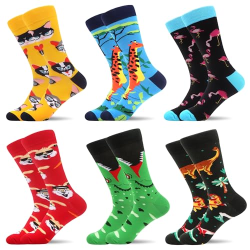 WeciBor Herren lustige Bunte Coole mit Tier Motiv Socken 6 Paar, Größe 43-46 von WeciBor