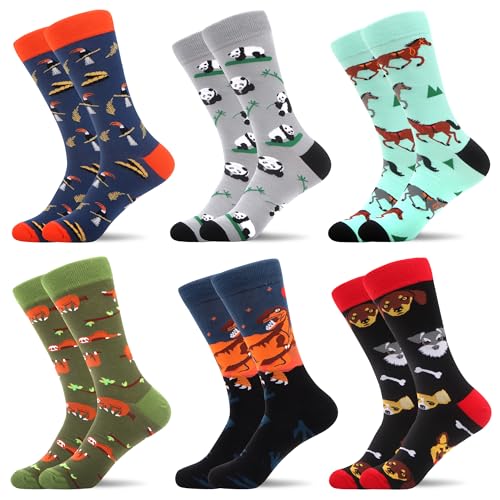 WeciBor Herren lustige Bunte Coole mit Tier Motiv Socken 6 Paar, Größe 43-46 von WeciBor