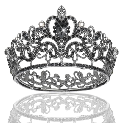 Wecoe Kleine Krone Tiara für Blumensträuße Zubehör Mini Krone Geburtstag Krone Kuchen Dekorationen Hochzeit Haarschmuck Ornamente Geschenke, Schwarz, Einheitsgröße von Wecoe