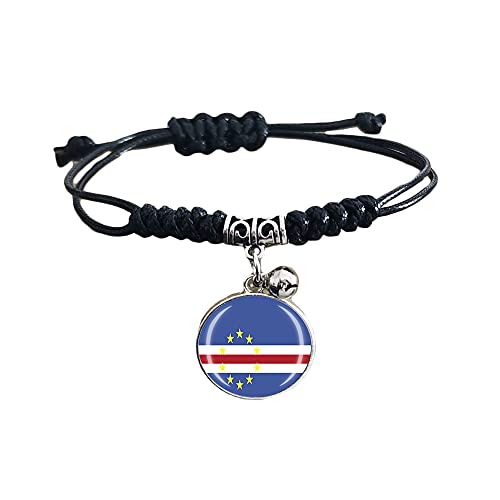 Geflochtenes Armband mit Cape Verde Flagge, verstellbar, Nylon, Kristall, Souvenir, modisches handgefertigtes Armband für Herren und Damen, besonderes Geschenk von Wedare Souvenir