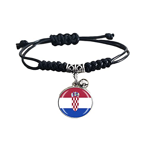 Geflochtenes Armband mit Kroatien-Flagge, verstellbar, Nylonkette, Kristallarmband, Souvenir, modisches handgefertigtes Armband für Damen und Herren von Wedare Souvenir