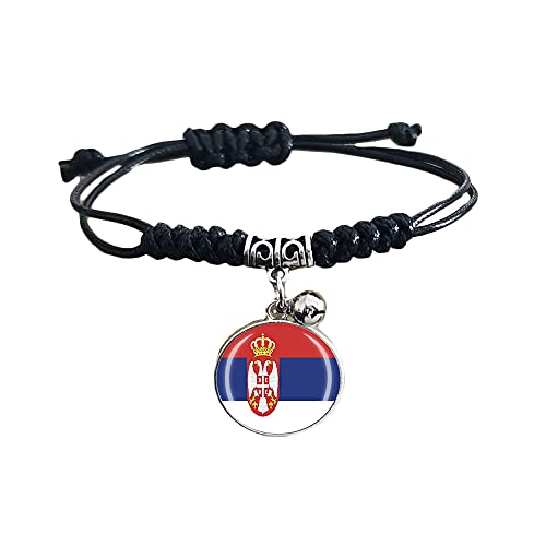 Geflochtenes Armband mit Serbien-Flagge, verstellbar, aus Nylon, Kristall, Souvenir, modisches handgefertigtes Armband für Herren und Damen, besonderes Geschenk von Wedare Souvenir