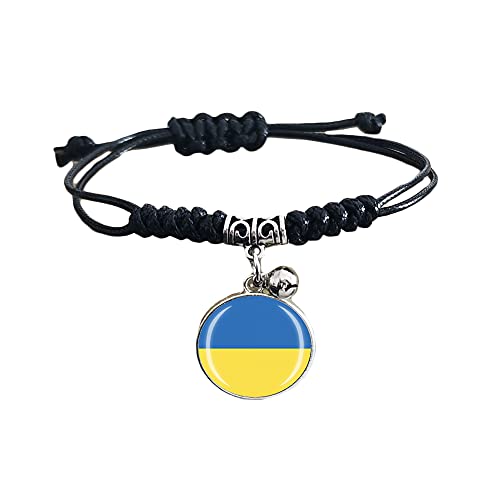 Geflochtenes Armband mit Ukraine-Flagge, verstellbar, Nylonkette, Kristallarmband, Souvenir, modisches handgefertigtes Armband für Damen und Herren von Wedare Souvenir