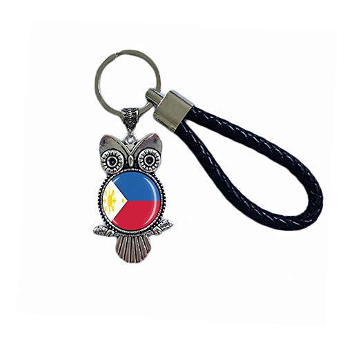Philippinen-Flagge Eule geformt Glas Kristall Schlüsselanhänger Souvenir Dekoration Männer Frauen Anhänger Zubehör Geschenk von Wedare Souvenir