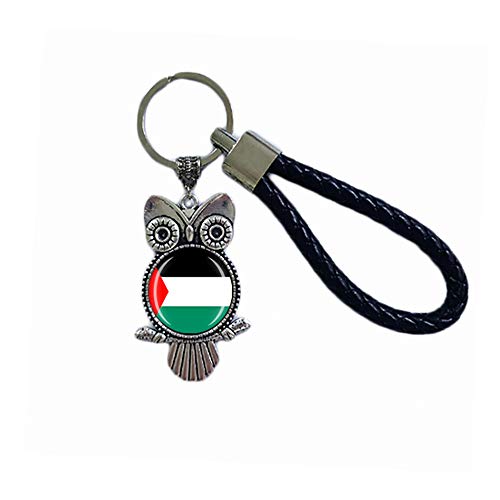 Schlüsselanhänger mit Palästina-Flagge, Eulenform, Glas, Kristall, Souvenir, Dekoration, für Männer und Frauen, Anhänger, Zubehör, Geschenk von Wedare Souvenir