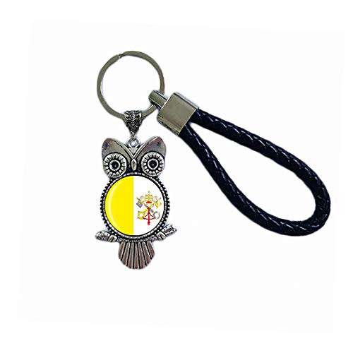 Schlüsselanhänger mit Vatikan-Flagge, Eule, Glaskristall, Souvenir, Dekoration, für Männer und Frauen, Vatikan, 3.5 × 5.5 cm Schlüsselanhänger mit Vatikan-Flagge, Eule, Glaskristall, Souvenir, Dekoration, für Männer und Frauen, Vatikan, 3.5 × 5.5 cm von Wedare Souvenir