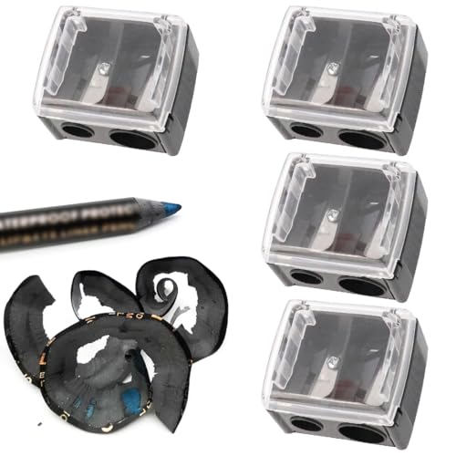 4 Pcs Spitzer Kosmetikstifte Tragbare Dual Anspitzer Kosmetikspitzer Schwarz Make up Anspitzer Kosmetikspitzer Makeup Sharpener Anspitzer für Augenbrauenstift Lipliner Eyeliner Bleistift von WeddHuis