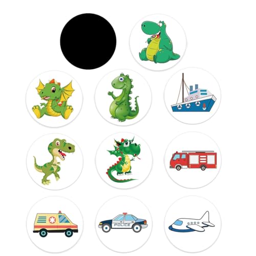 WeddHuis 10 Pcs Töpfchentraining Aufkleber Wiederverwendbar Lustig Töpfchentraining Sticker Magische Aufkleber für Jungen Mädchen Töpfchen-Ziel-Aufkleber mit 10 Mustern - Dinosaurier Auto Flugzeug von WeddHuis