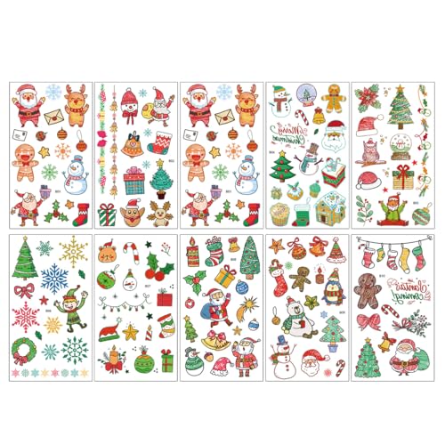 WeddHuis 10 Stück Weihnachts Sticker Set, Selbstklebend Weihnachten Geschenkaufkleber, Etiketten für Umschlag Geschenktüten Weihnachtskarten von WeddHuis